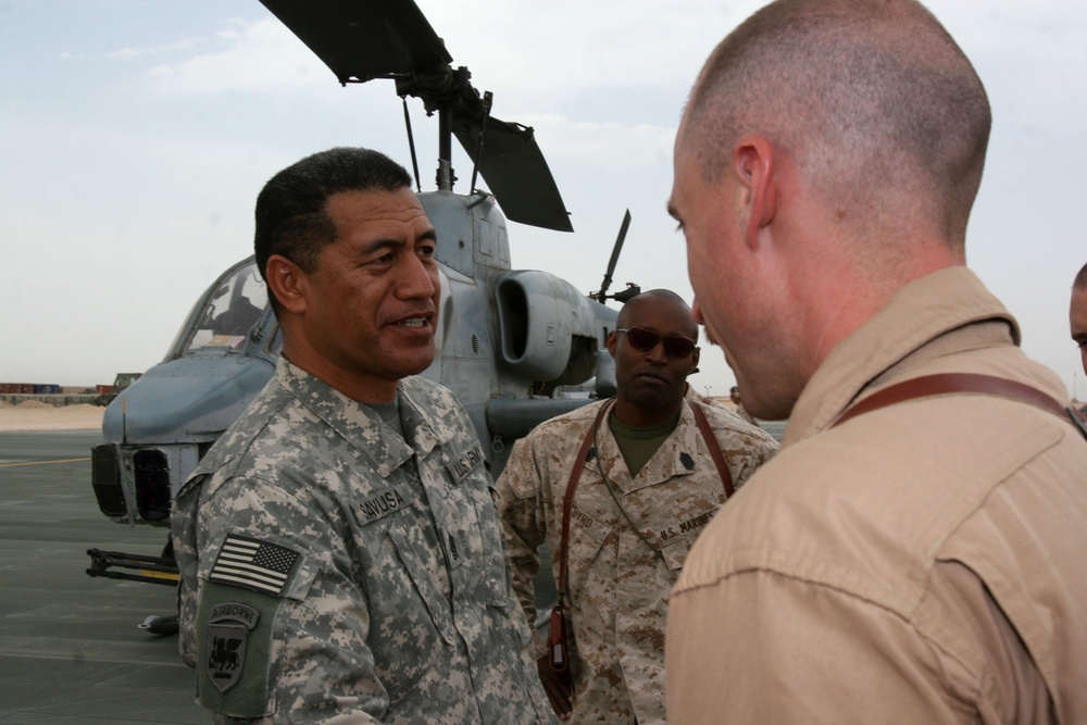 International Security Assistance Force top enlisted meets with Marines in Afghanistan