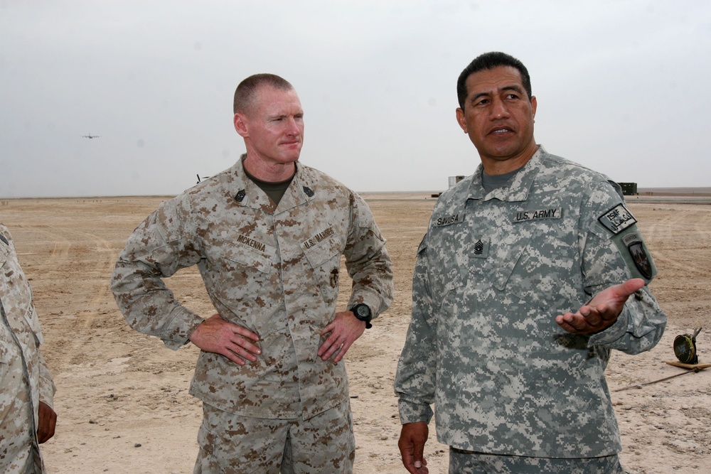 International Security Assistance Force top enlisted meets with Marines in Afghanistan