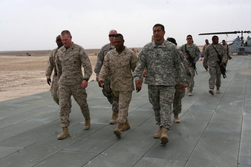 International Security Assistance Force top enlisted meets with Marines in Afghanistan