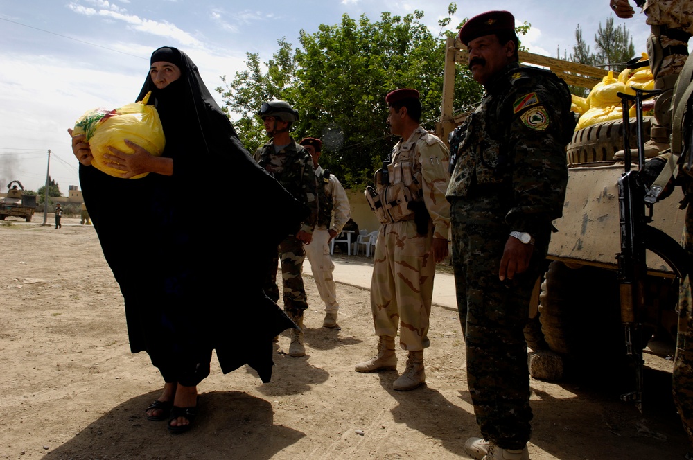 Humanitarian aid food drop in Mosul, Iraq