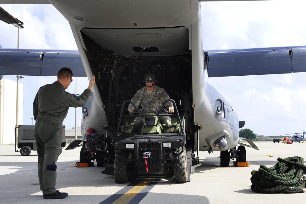 Joint Training Loading All Terrain Vehicles on a CV-22 Osprey