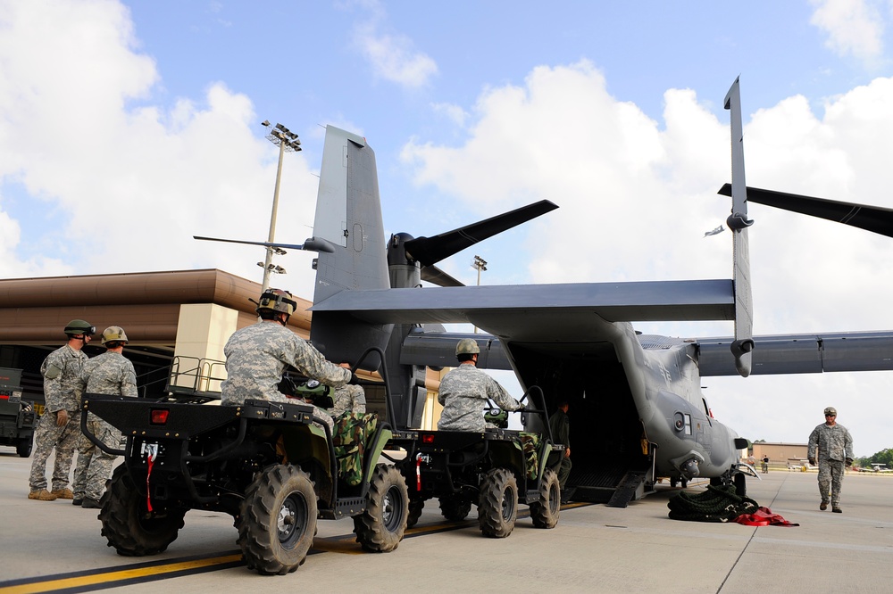 Joint Training Loading All Terrain Vehicles on a CV-22 Osprey