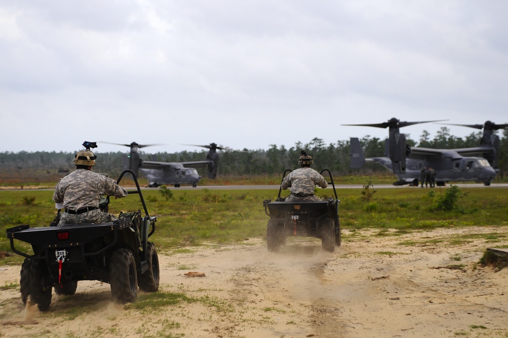 Joint Training Loading All Terrain Vehicles on a CV-22 Osprey