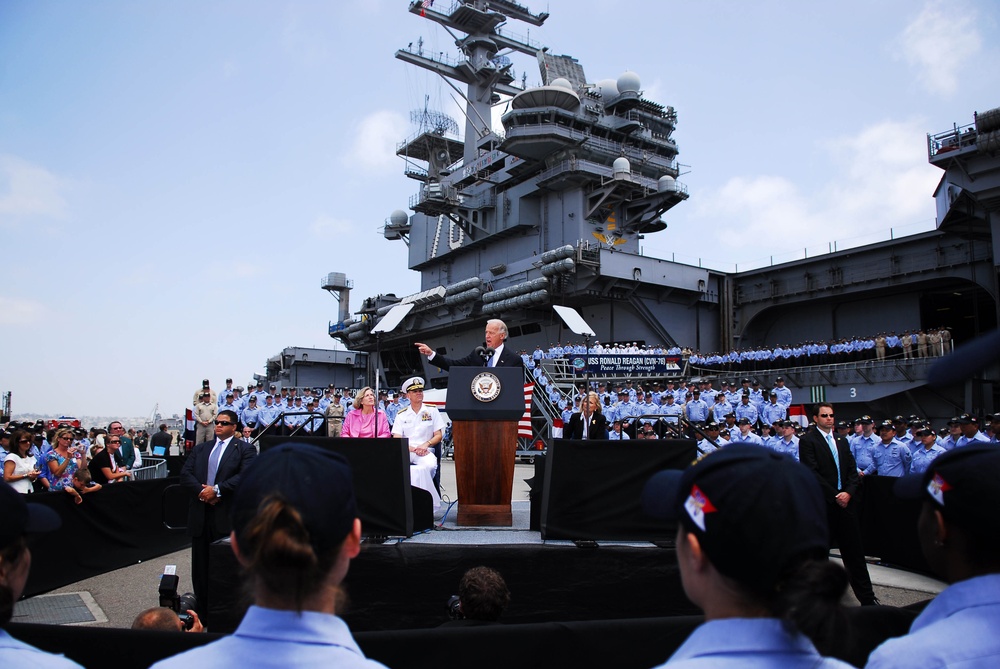 Vice President Joe Biden visits USS Ronald Reagan