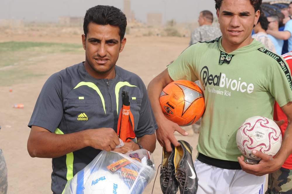 Soccer game in Baghdad, Iraq