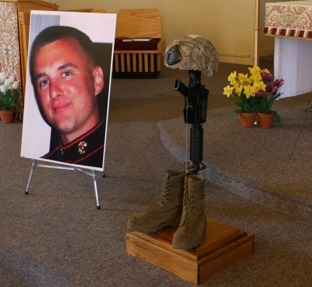 Memorial service for fallen Marine