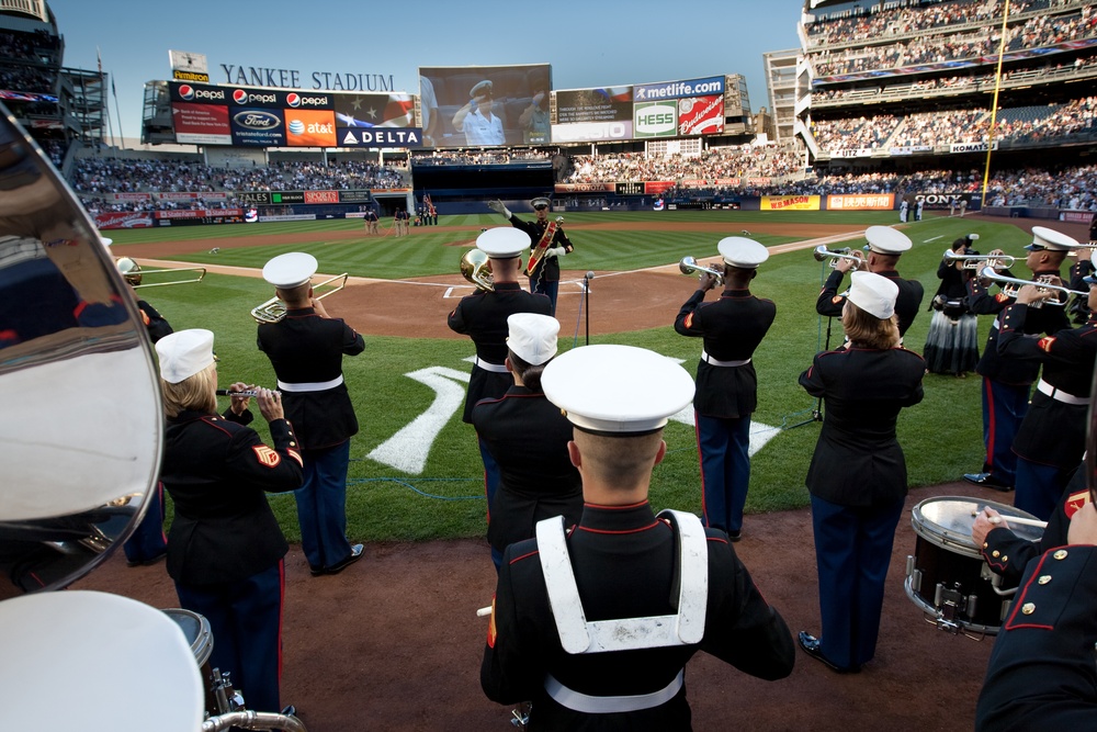 Marines visit Yankee stadium