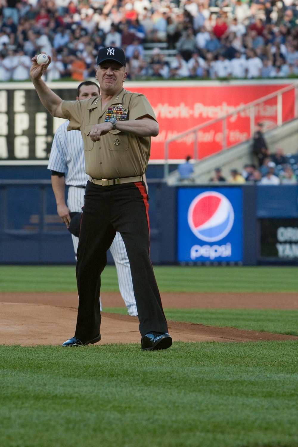 Marines visit Yankee stadium