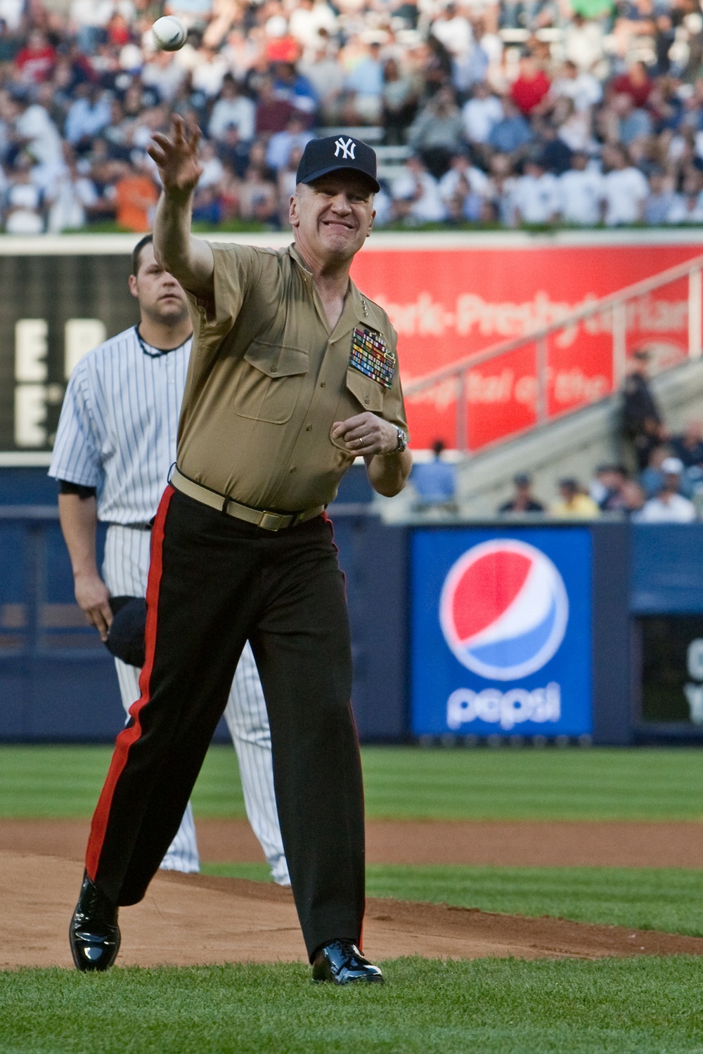 Marines visit Yankee stadium