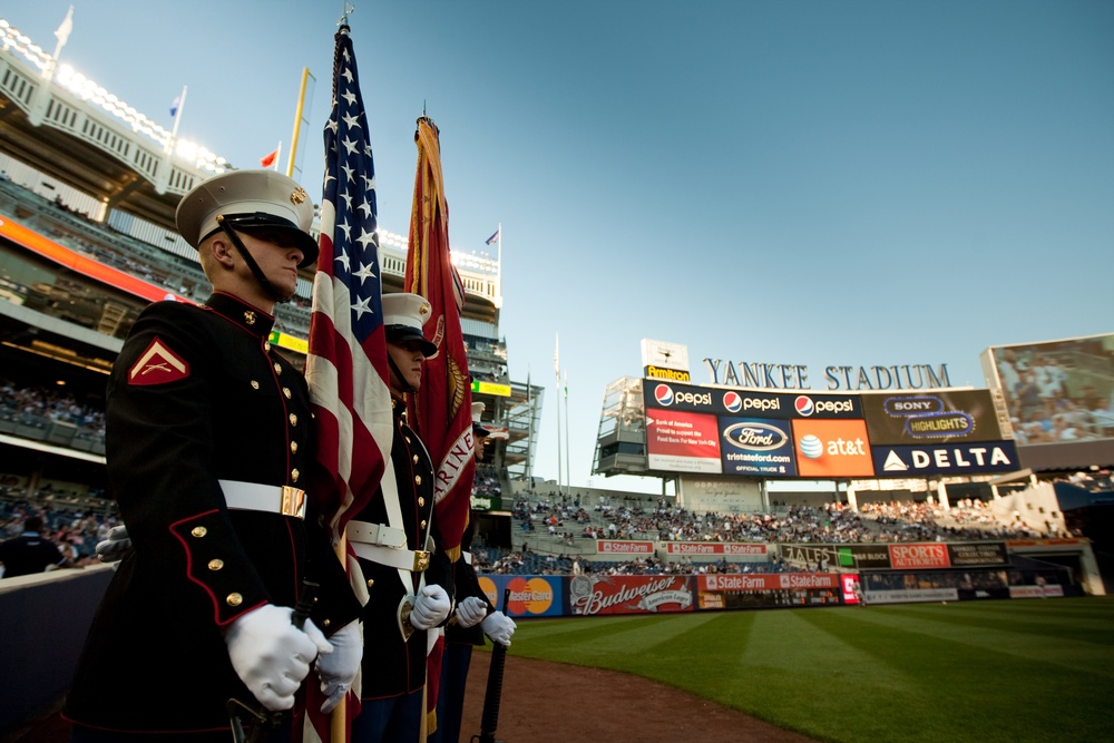 Marines visit Yankee stadium