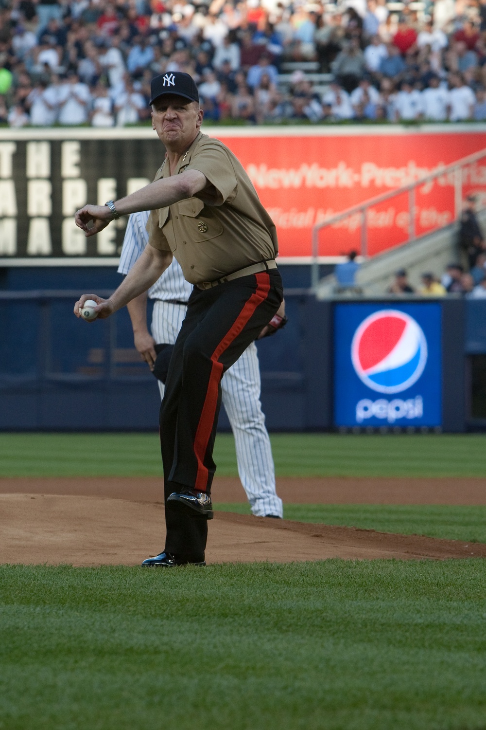 Marines visit Yankee stadium