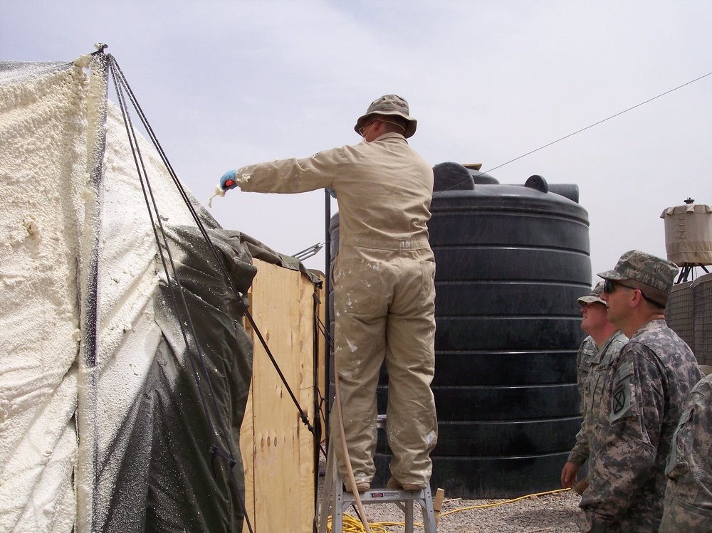 Tent foam insulates, keeps Soldiers cool
