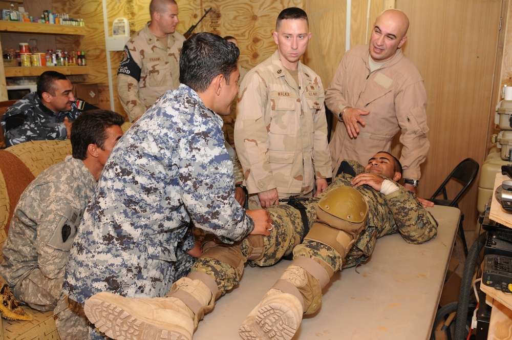 Combat Lifesaver Course given to the Iraqi Police Counter Explosive Team in Tikrit, Iraq