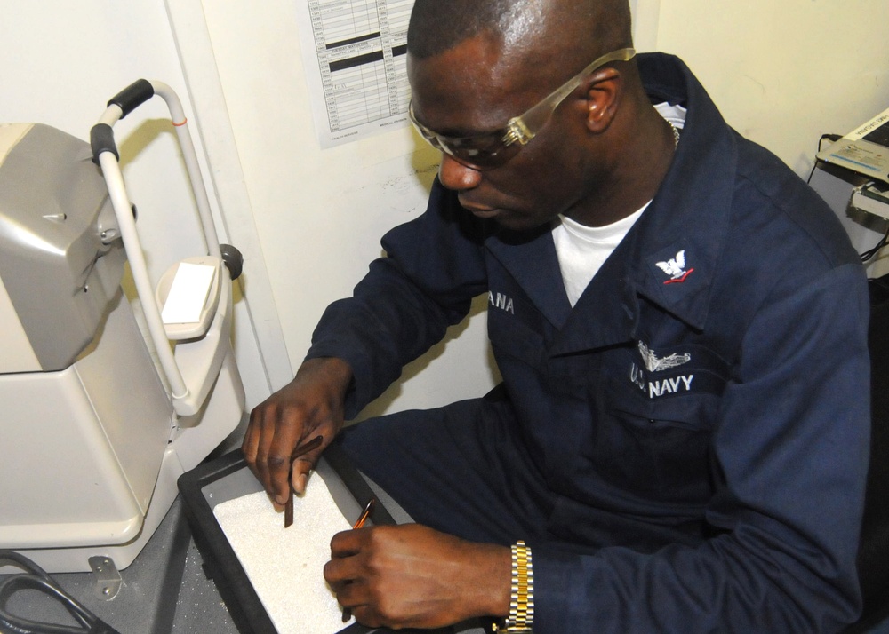 Eye exam on USS Dwight D. Eisenhower