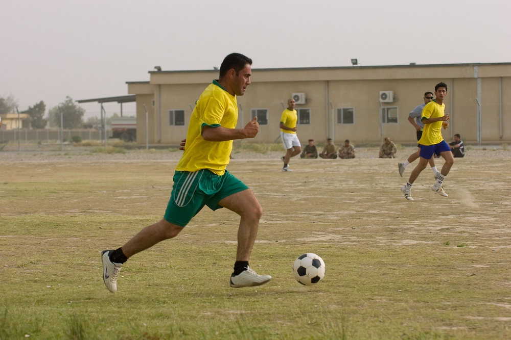 Soccer game Iraqi Army Vs. U.S. Army in , Kirkuk, Iraq