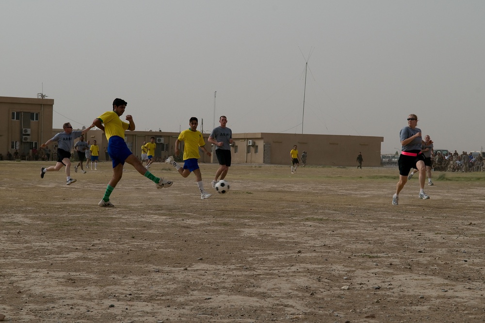 Soccer game Iraqi Army Vs. U.S. Army in , Kirkuk, Iraq