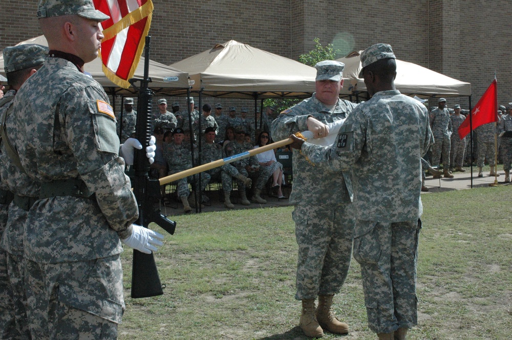 4th Sustainment Brigade Headquarters Soldiers come home, 1st Medical Brigade Headquarters Soldiers case colors for a deployment