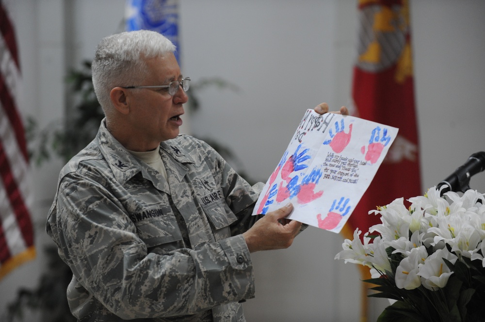 Reading aloud a card