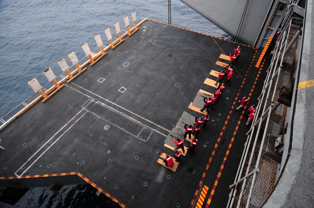 Firing rifles at targets