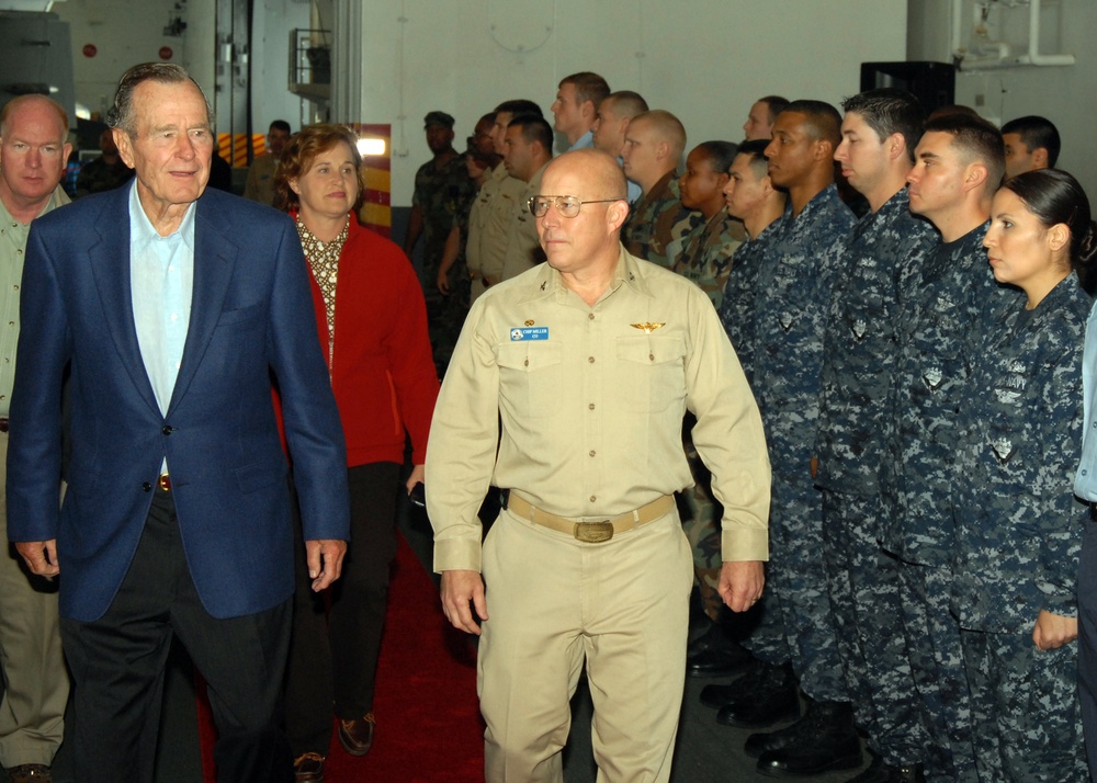 George H.W. Bush visits sailors