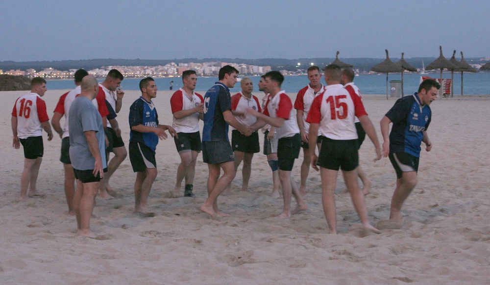 22nd Marine Expeditionary Unit rugby team plays against the Bahia Rugby Football Club in Palma de Mallorca, Spain