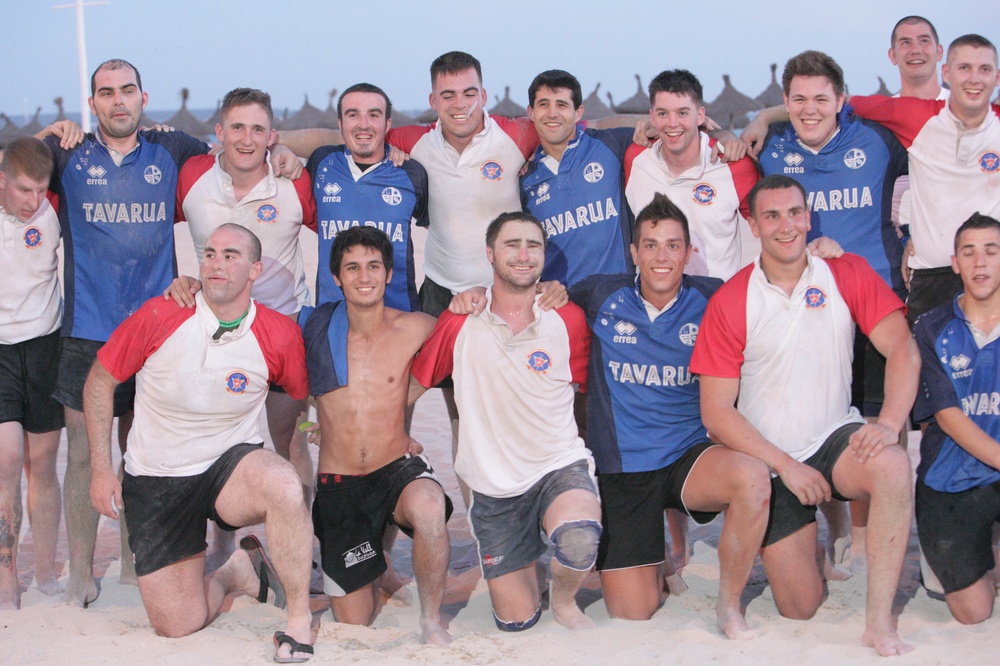 22nd Marine Expeditionary Unit rugby team plays against the Bahia Rugby Football Club in Palma de Mallorca, Spain