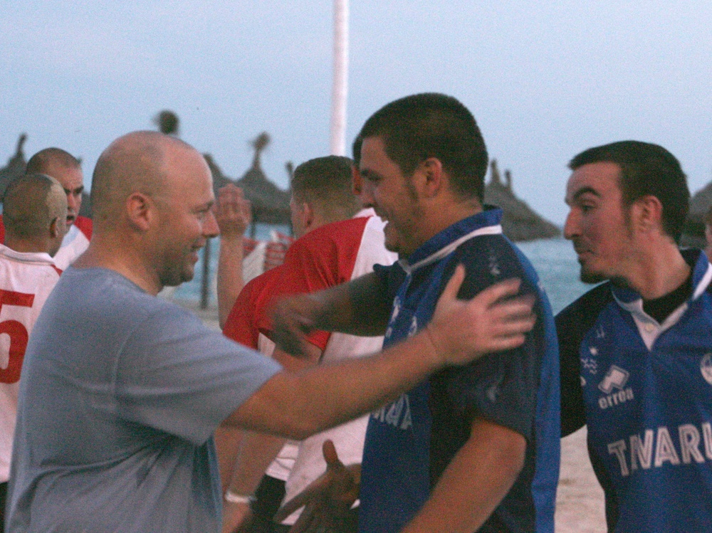 22nd Marine Expeditionary Unit rugby team plays against the Bahia Rugby Football Club in Palma de Mallorca, Spain