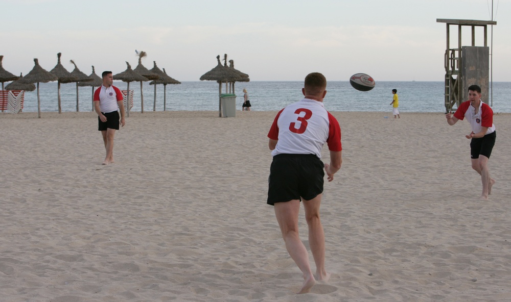 22nd Marine Expeditionary Unit rugby team plays against the Bahia Rugby Football Club in Palma de Mallorca, Spain
