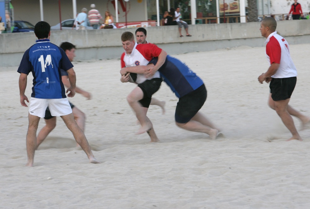 22nd Marine Expeditionary Unit rugby team plays against the Bahia Rugby Football Club in Palma de Mallorca, Spain