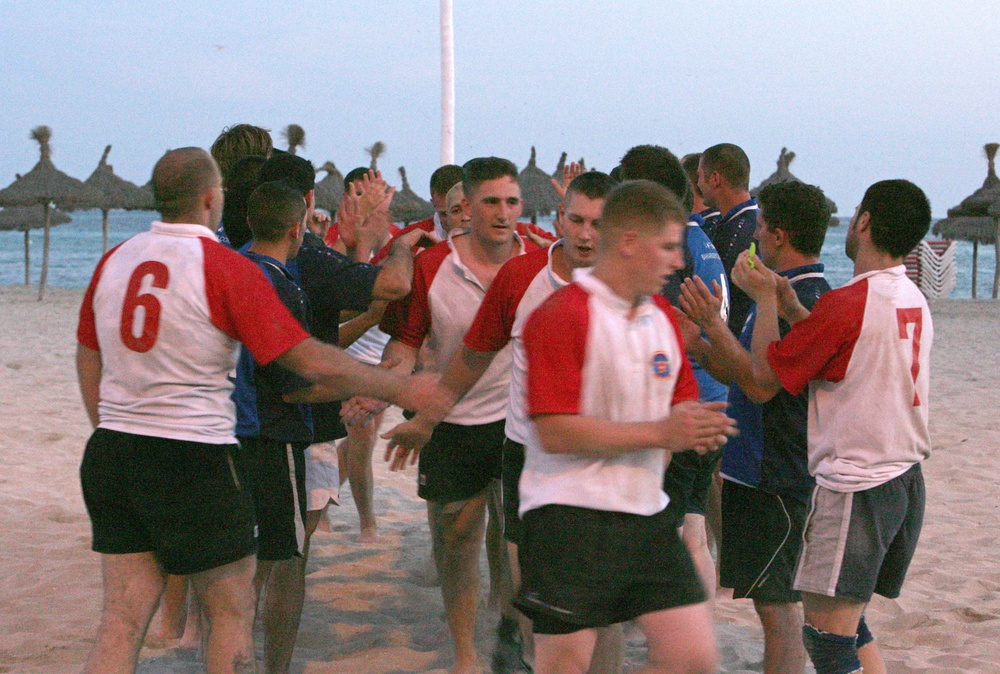 22nd Marine Expeditionary Unit rugby team plays against the Bahia Rugby Football Club in Palma de Mallorca, Spain