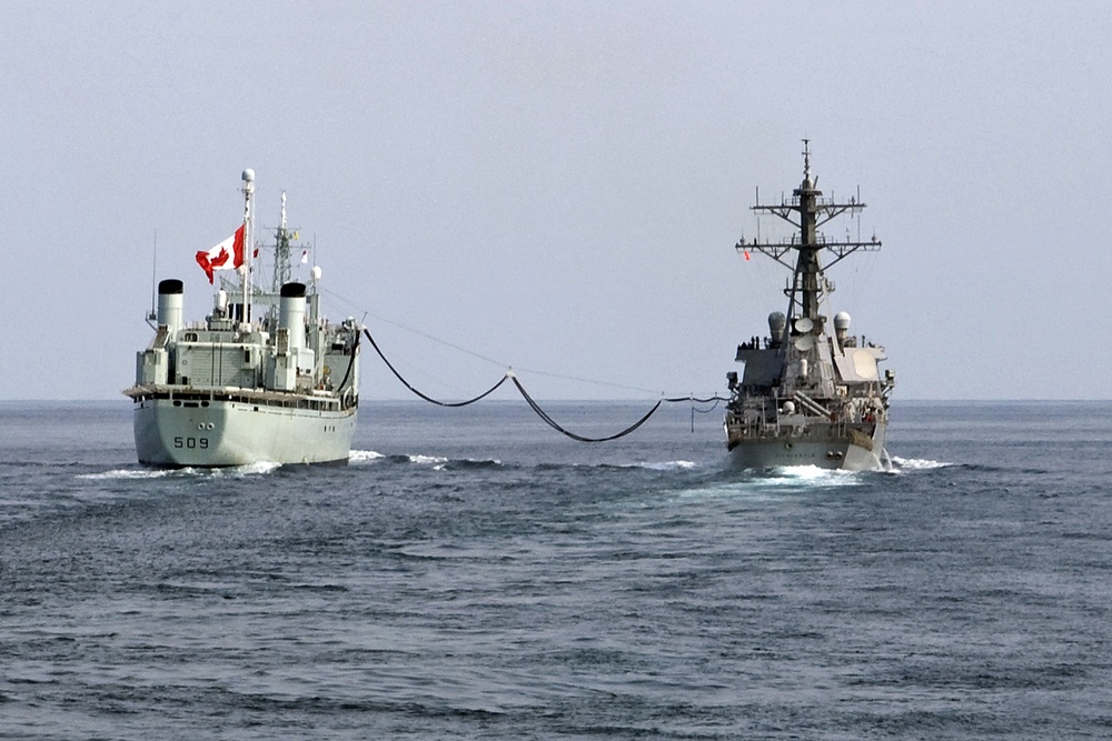 HMCS Protecteur and USS Fitzgerald replenishment