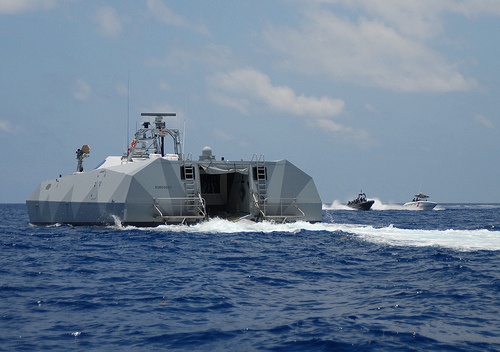 Experimental Ship Stiletto Participates in Pursuit Tactics Exercise