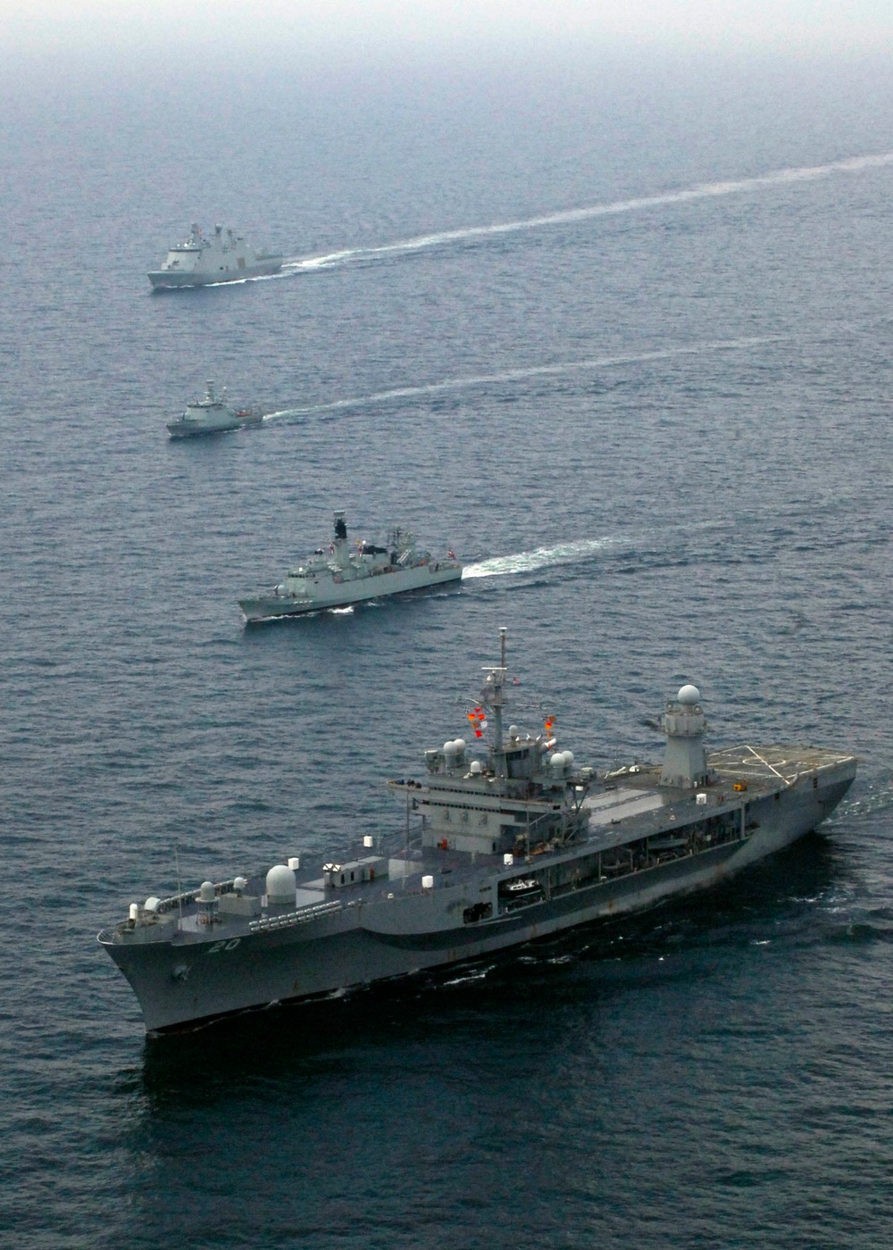 USS Mount Whitney in formation