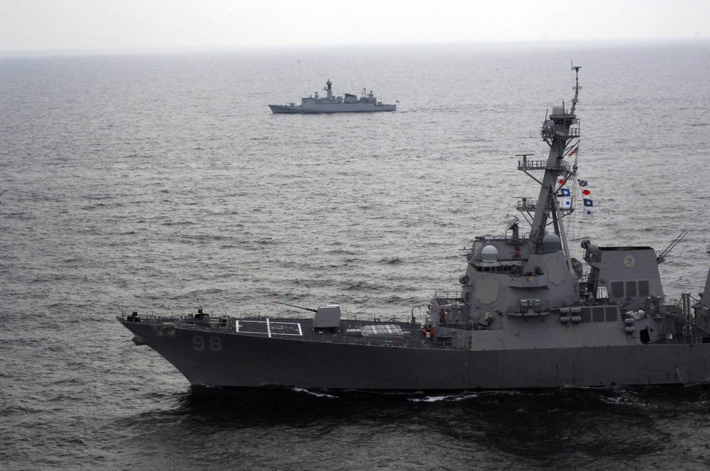 USS Mount Whitney in formation