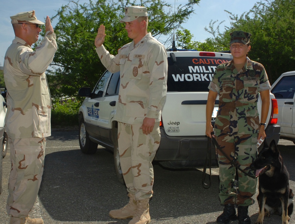 Sailor Reenlists at Guantanamo Bay's Kennel