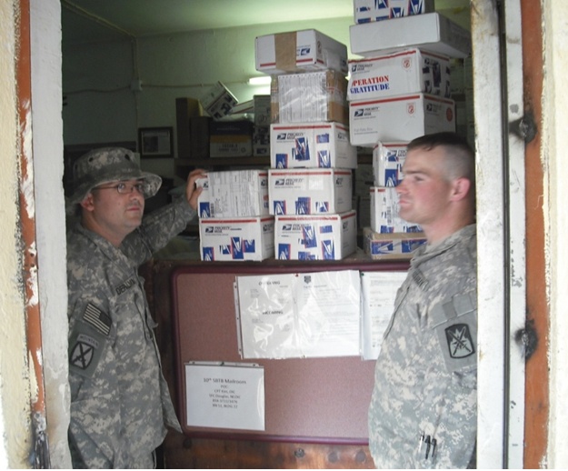 Sorting Time:  Soldier's prepare to sort mail at Camp Taji