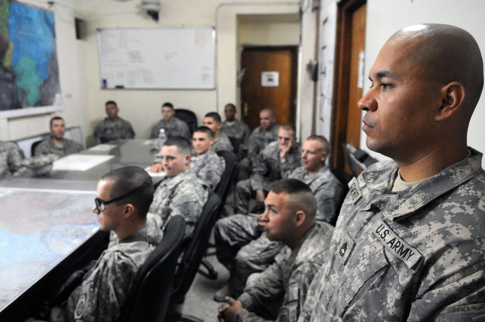 Command Sgt. Maj. Wilson Coins Soldiers in Baghdad, Iraq