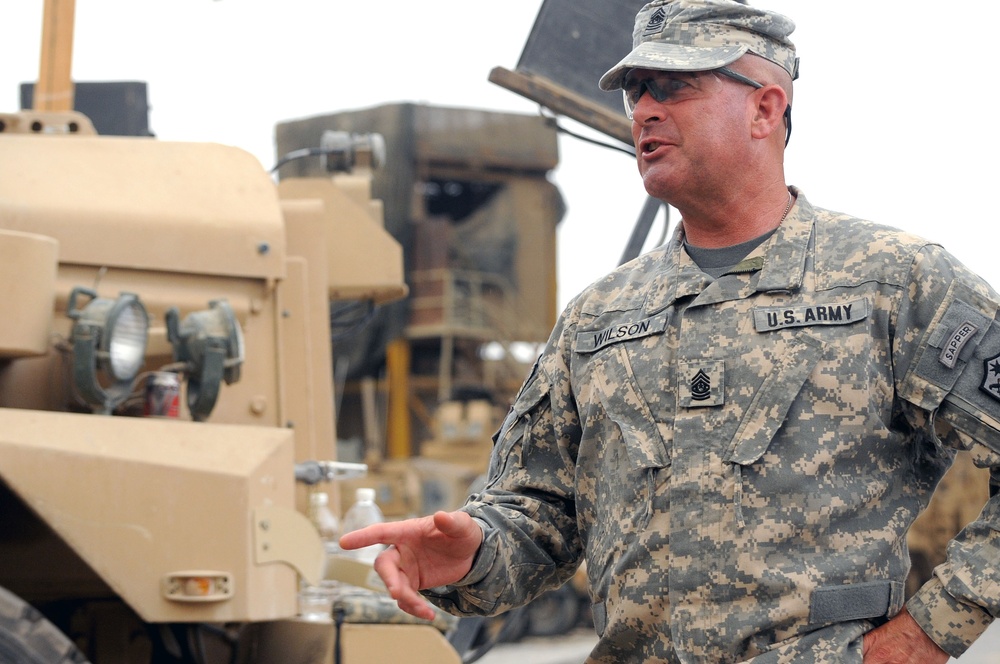 Command Sgt. Maj. Wilson Coins Soldiers in Baghdad, Iraq