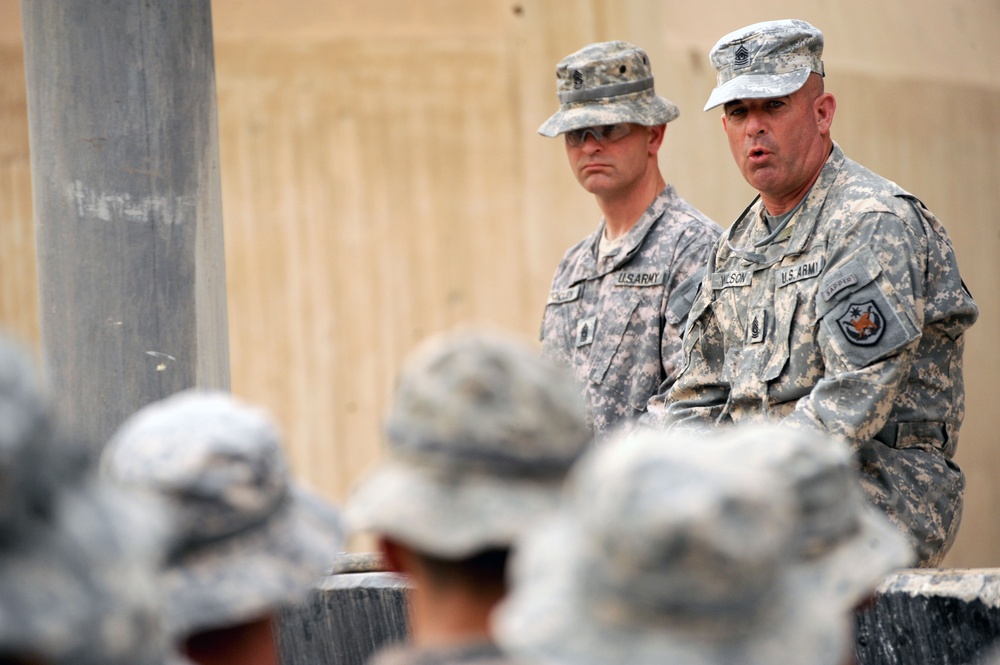 Command Sgt. Maj. Wilson Coins Soldiers in Baghdad, Iraq