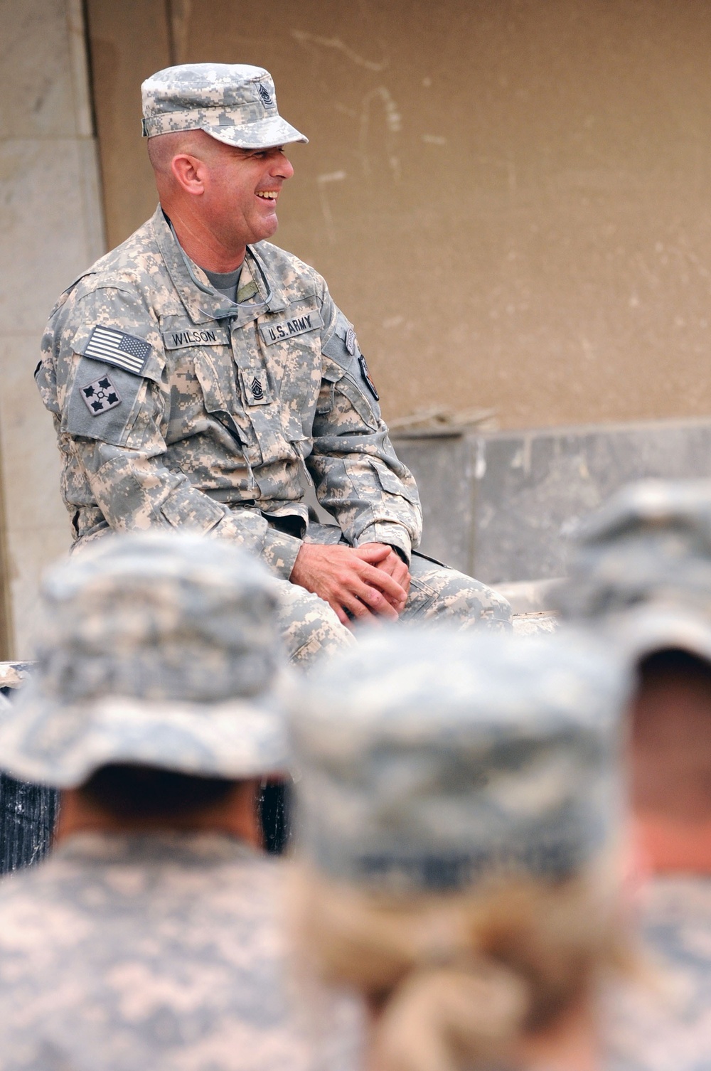 Command Sgt. Maj. Wilson Coins Soldiers in Baghdad, Iraq