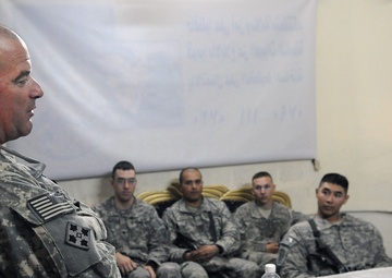 Command Sgt. Maj. Wilson Coins Soldiers in Baghdad, Iraq