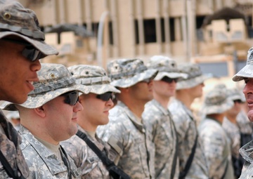 Command Sgt. Maj. Wilson Coins Soldiers in Baghdad, Iraq