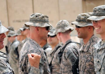 Command Sgt. Maj. Wilson Coins Soldiers in Baghdad, Iraq