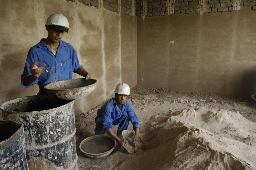 U.S. Army Corps of Engineers check the progress on construction projects in Al Mushroo