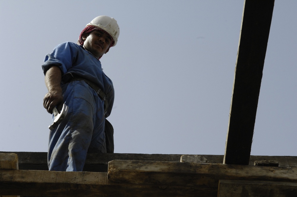 U.S. Army Corps of Engineers check the progress on construction projects in Al Mushroo