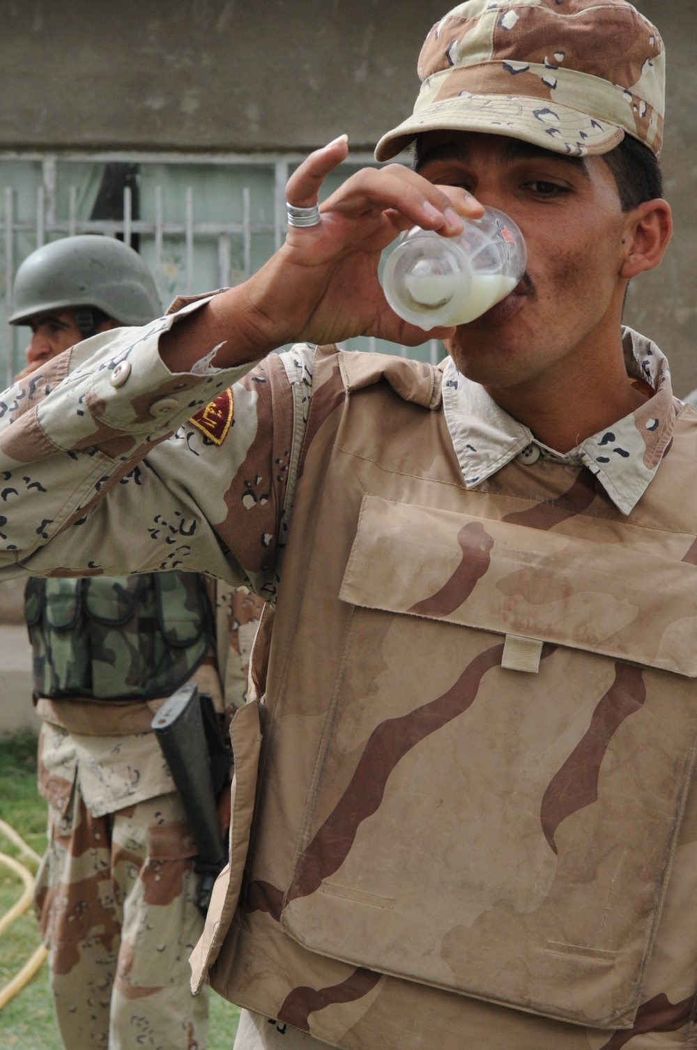 Iraqi soldiers patrol neighborhood east of Baghdad, Iraq