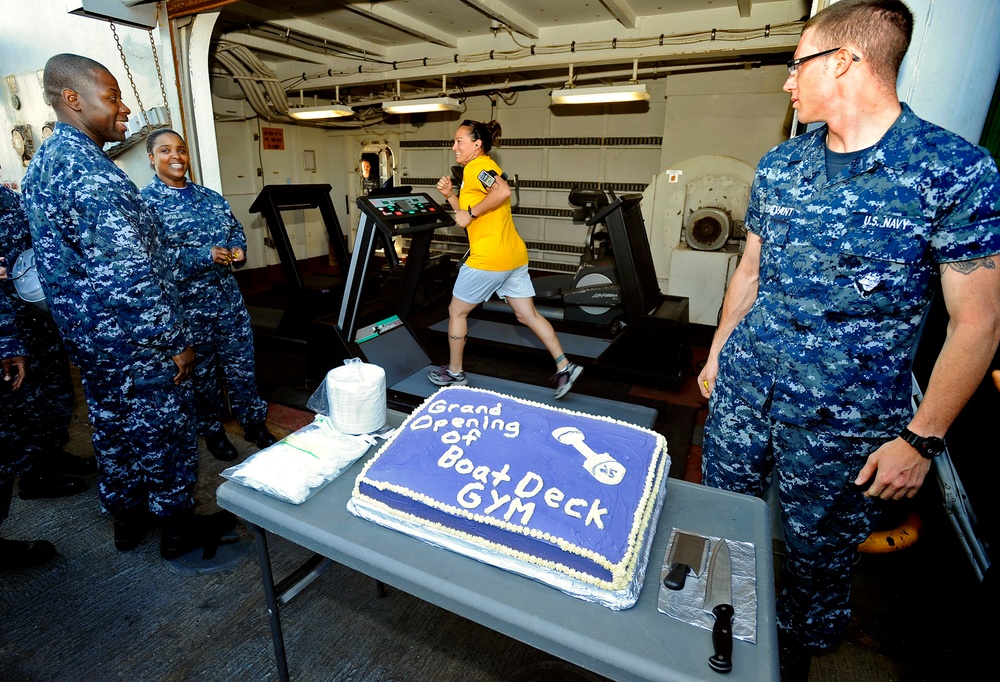 Boat-deck gym ribbon cutting ceremony