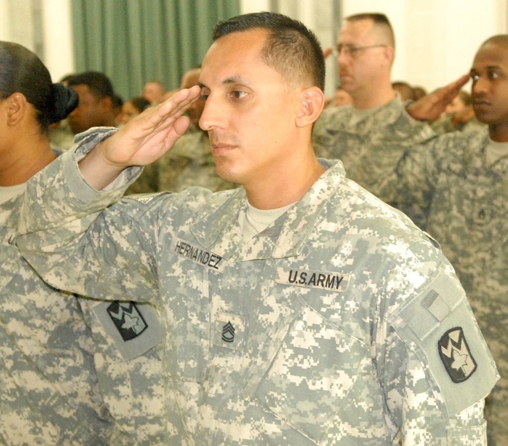 Soldier Salutes During Award Ceremony