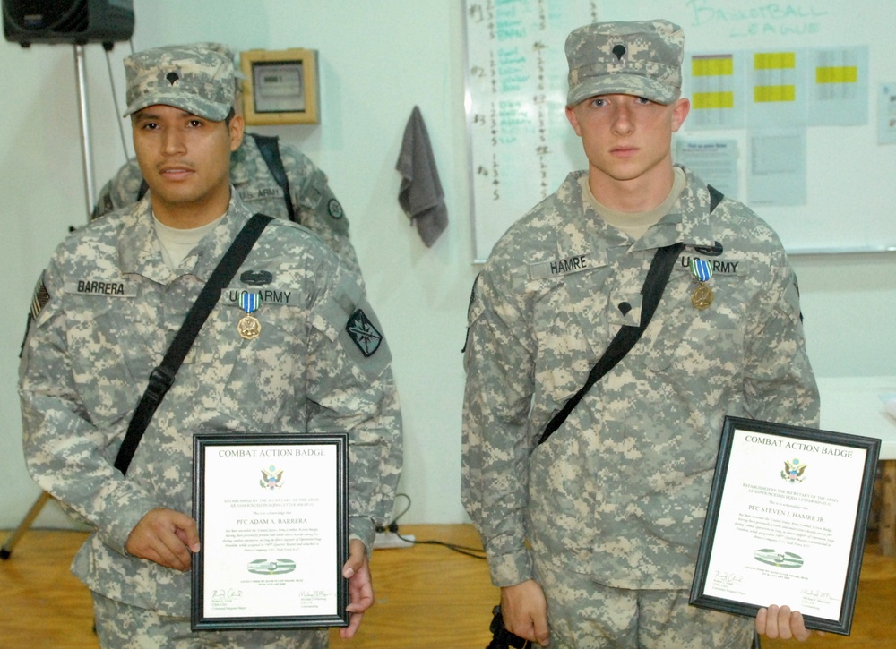 Soldiers display Combat Action Badge