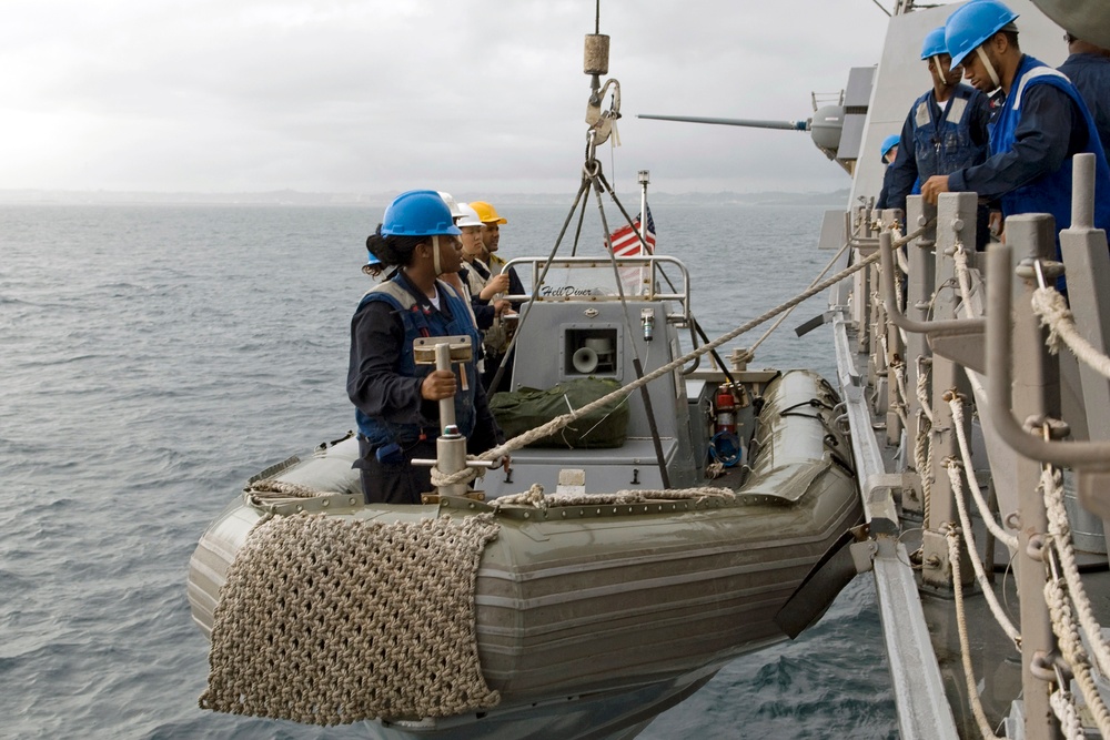 Rigid hull inflatable boat recovery